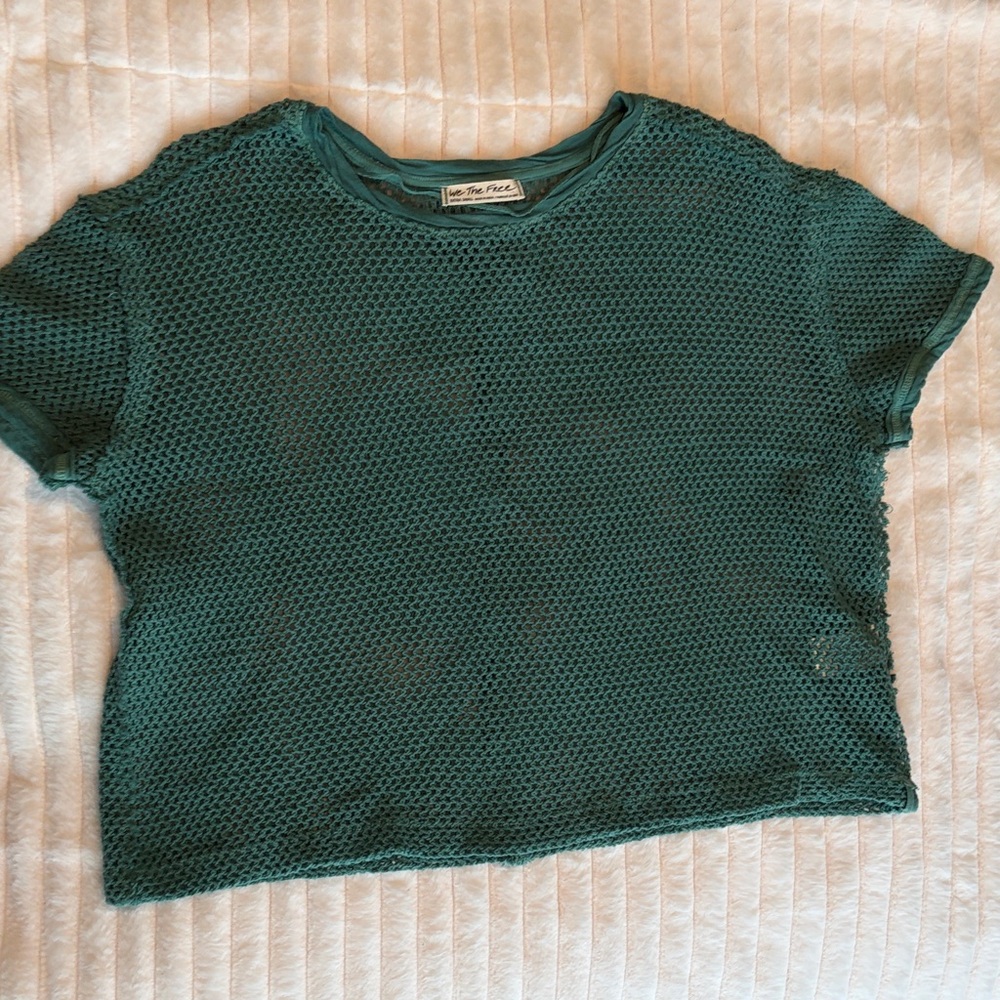 We The Free Aqua Mesh Top